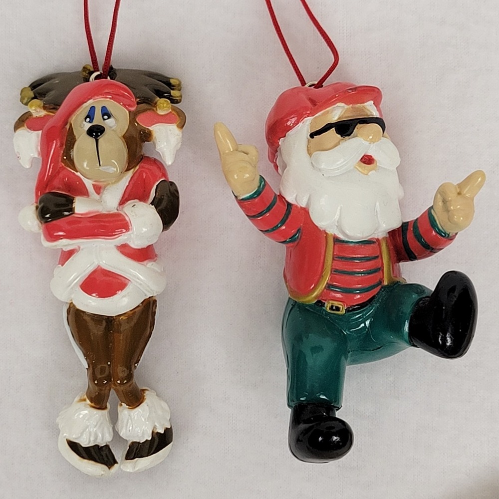 Vintage 1999 House of Lloyd Christmas Ornaments Shivers the Reindeer & Santa Set